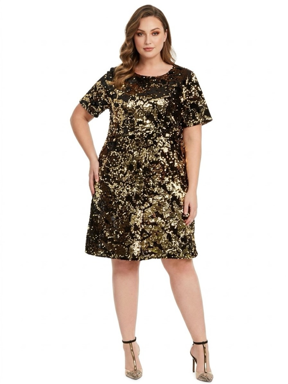 INC International Concepts Black & Gold Sequin Party Dress - Size IX